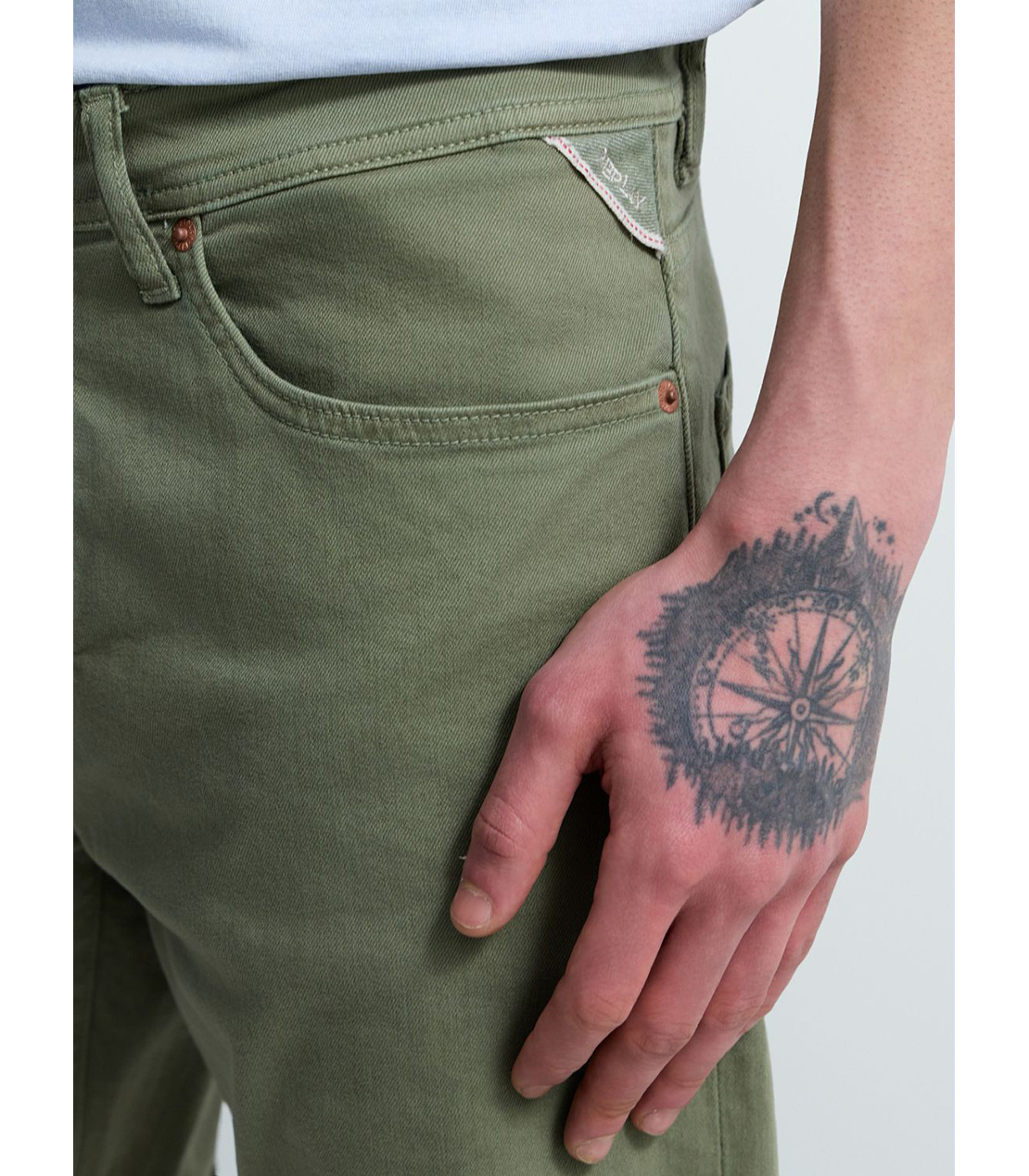 テーパードフィットカラーデニムショーツ 詳細画像 ライトミリタリー 5